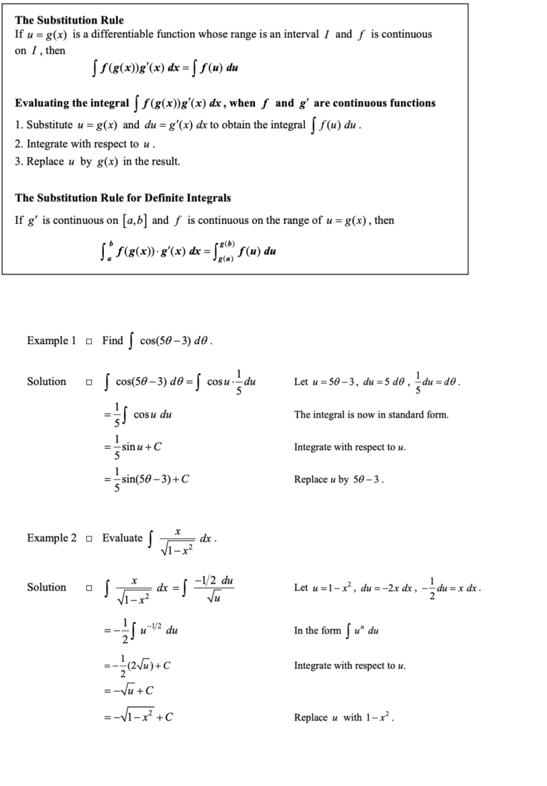 Integration by Substitution in Integration